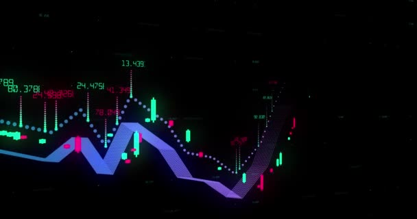 Japanska Ljus Diagram Växer Forex Marknaden Stock Graf Mörk Bakgrund — Stockvideo