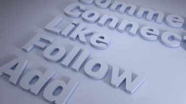 Beyaz tabela sosyal medya sözcükleri model 3d render düz b kavramını içerir
