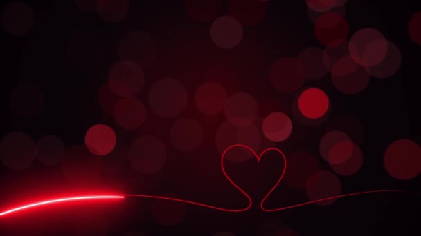 Red Heart Banner Onscherpe Bokeh Achtergrond Valentijnsdag Liefde Ani — Stockvideo