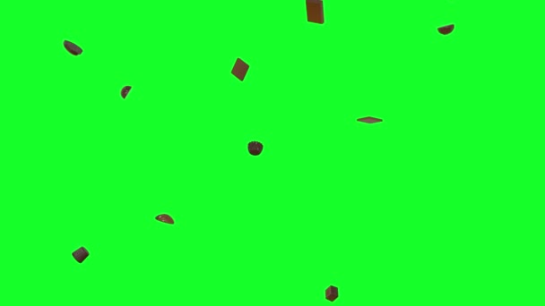 Cioccolatini Pioggia Bonbon Caramelle Che Cadono Valentines Giorno Verde Screen — Video Stock