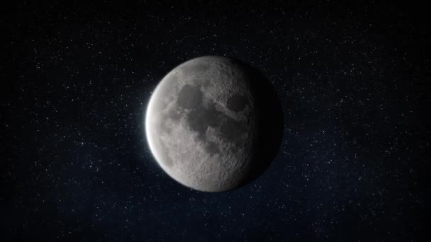Maan Vooraanzicht Close Zoom Sterrenruimte Achtergrond Zwart Wit Animatie — Stockvideo