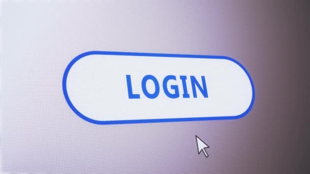 Login Botón Redondeado Etiqueta Icono Clic Pixelado Pantalla Sitio Web — Vídeos de Stock