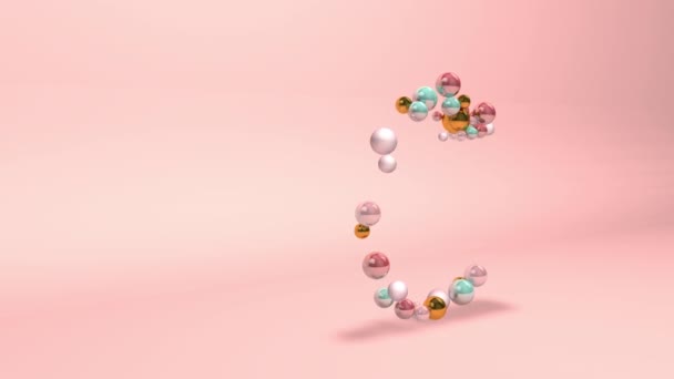 Número Abstracto Dígito Seis Con Bolas Perlas Bolas Animación Fondo — Vídeos de Stock