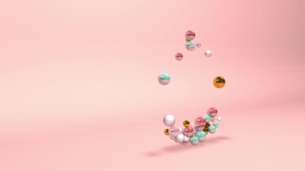 Abstract Number Digit Zero Beads Pearls Balls Pink Background Animatio — Stock Video