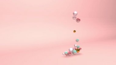 Soyut alfabe harfi J ile pembe arkaplan animasyonunda inci toplar 