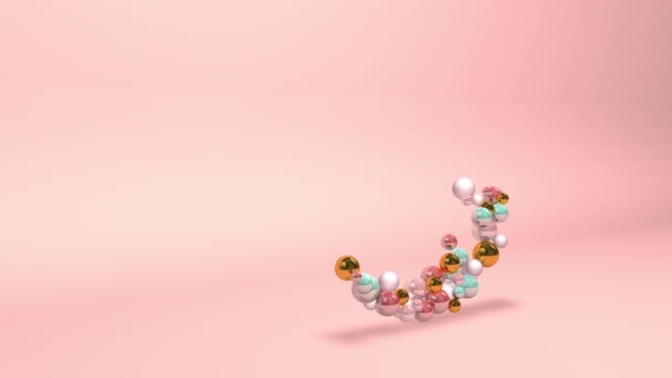 Abstraktní Abecední Písmeno Perleťovými Kuličkami Růžovém Pozadí Animace — Stock video