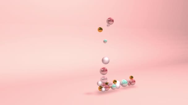 Abstracto Alfabeto Letra Con Bolas Perlas Bolas Animación Fondo Rosa — Vídeos de Stock