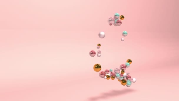 Alfabeto Abstrato Letra Com Esferas Pérolas Bolas Animação Fundo Rosa — Vídeo de Stock