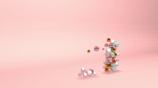 Abstracto Alfabeto Letra Con Bolas Perlas Bolas Animación Fondo Rosa — Vídeo de stock