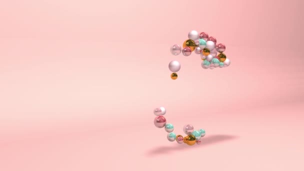 Abstraktní Abecední Písmeno Perleťovými Kuličkami Růžovém Pozadí Animace — Stock video