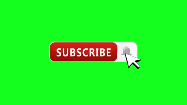 Подписаться Youtube Указатель Кнопки Нажмите Зеленый Экран Цветной Анимации Клавиши — стоковое видео