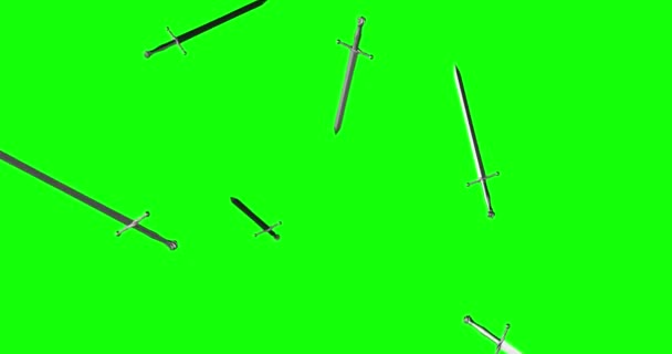 中世纪剑雨飘落军队战士10动漫绿屏彩键 — 图库视频影像