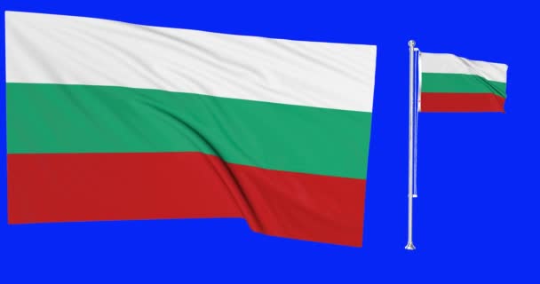 Boucle Écran Vert Deux Drapeaux Bulgarie Agitant Animation Bulgare — Video