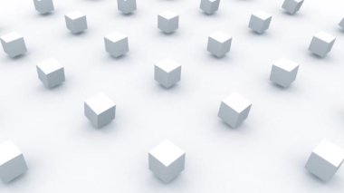 Minimalist ve modern beyaz küpler geometrik arkaplan animasyonu 3d