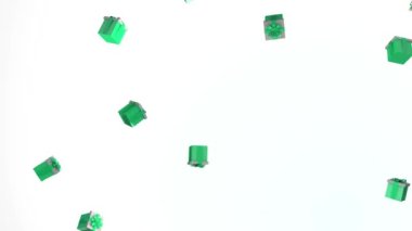 Noel hediyesi yağmur yağıyor animasyon 3 boyutlu beyaz arkaplan