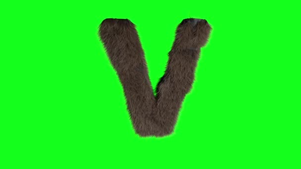 Bstract Волосатая Буква Знак Пушистый Пушистый Пушистый Алфавит Зеленый Экран Видеоклип