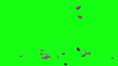 Kaya yağmuru zemine düşüyor yıkım çöktü yeşil ekran kroma gibi.