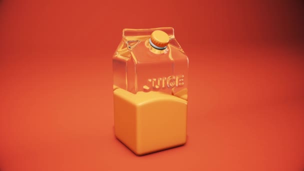 Caja Cartón Jugo Naranja Bebida Fondo Naranja Exprimido Fruta Animación — Vídeo de stock