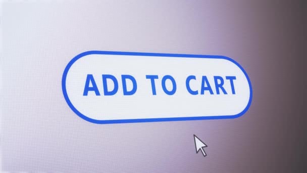 Adicionar Carrinho Ícone Etiqueta Botão Tela Pixelada Clique Site Inscrever — Vídeo de Stock