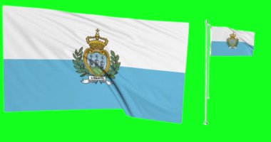 Yeşil ekran San Marino Sammarinese bayrak direği animasyonu 3d krom