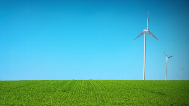 Krajobraz Wiatrak Turbiny Energetyczne Eolic Wiatr Pole Farma Animacja — Wideo stockowe