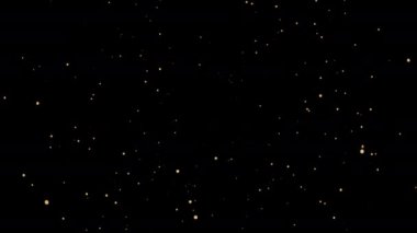 Ön manzara, uzayda ya da gece gökyüzünde yanıp sönen ışık parçacıkları. Siyah arkaplan canlandırması