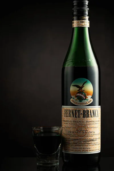 Tel Aviv Israël Bouteille Liqueur Base Plantes Fernet Branca Avec — Photo