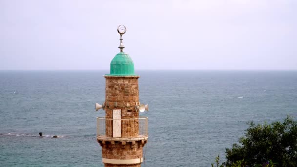 Tel Aviv Jaffa Israel 2021 Mesquita Bahr Frente Mar Mediterrâneo — Vídeo de Stock