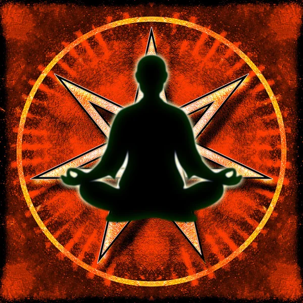 Heptagram And Meditation — Stock Photo, Image