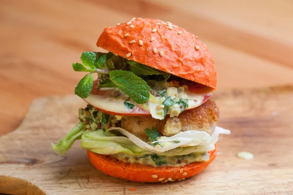 ahşap arka plan Burger