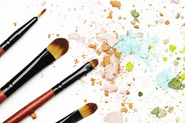 Eyeshadows and brushes set — Stock Photo, Image