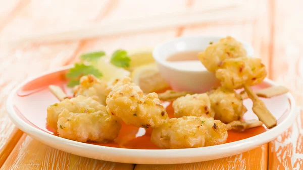 Squid Tempura Skewers — Stock Photo, Image