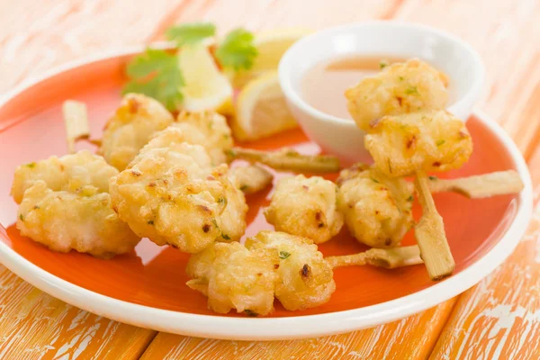 Squid Tempura Skewers — Stock Photo, Image