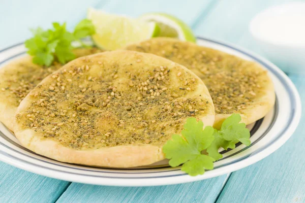 Zaatar mülteci Manakish — Stok fotoğraf