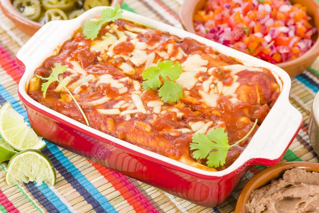 Chicken & Chorizo Enchiladas Stock Photo by ©paulbrighton 65425869