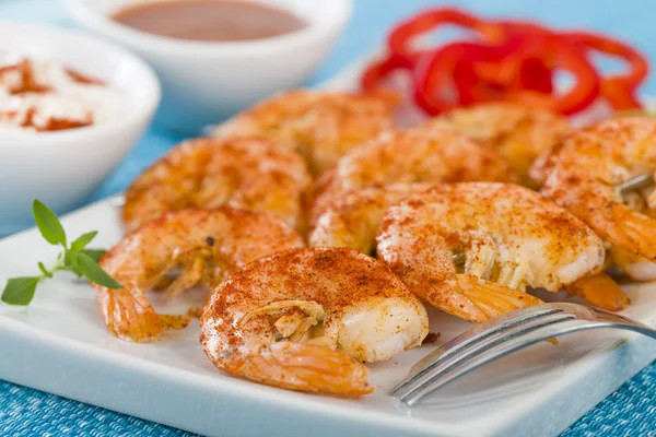 Paprika-Garnelenspieße — Stockfoto