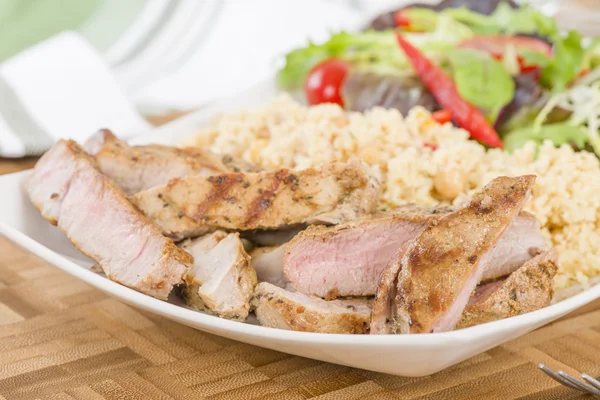 Grilled Pork and Couscous — Stock Photo, Image