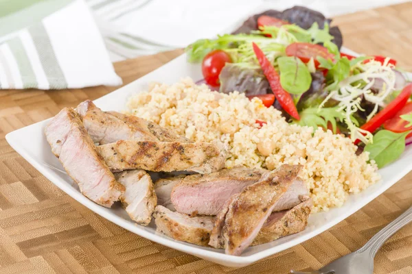 Grilled Pork and Couscous — Stock Photo, Image