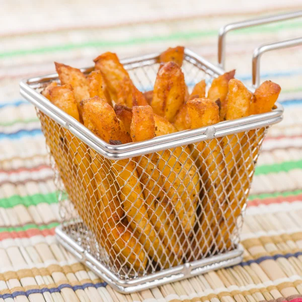 Spicy Fries in a Basket — Stock Photo, Image