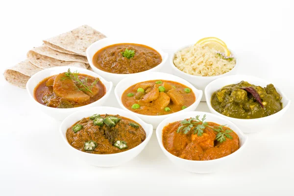 Curry wegetariańskie w formie bufetu wybór Zdjęcie Stockowe