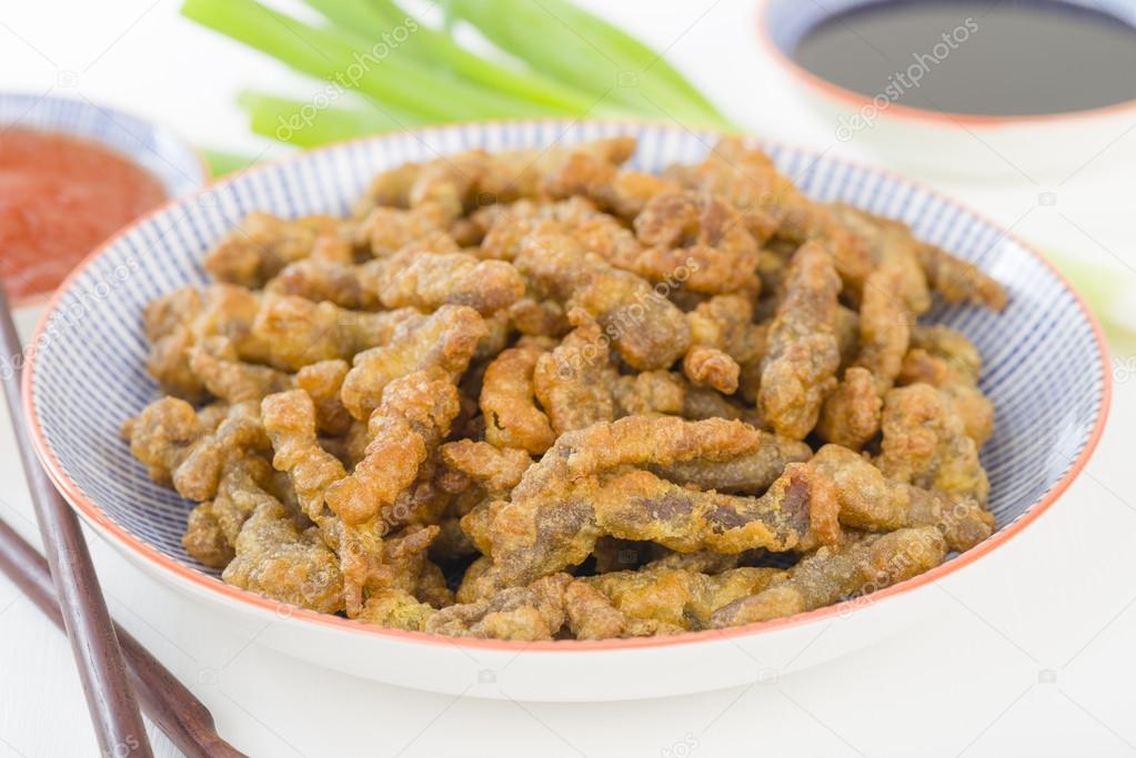 Chinese deep ried beef strips