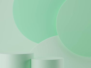 3D renging minimal pastel yeşil boş podyum ürün modeli tasarım için.