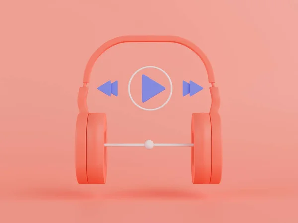 Render Concept Music Player Headphone Pink Background — Stock Photo, Image