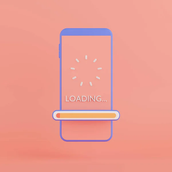 렌더링 스마트폰 다운로드 인터페이스를 분홍색 배경으로 스마트 — 스톡 사진