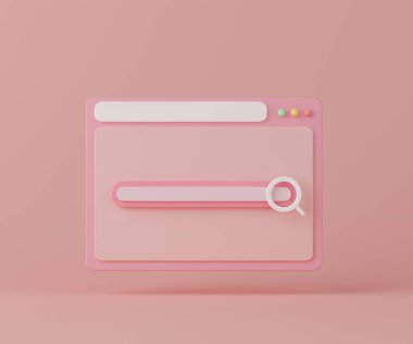 Pembe pencere arayüzünde 3d görüntüleme motoru çubuğu.