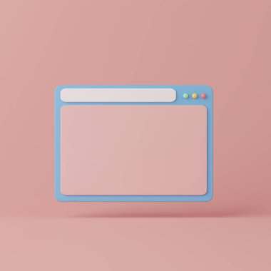Pembe arkaplan üzerindeki 3d boş pencereler görüntüleniyor.