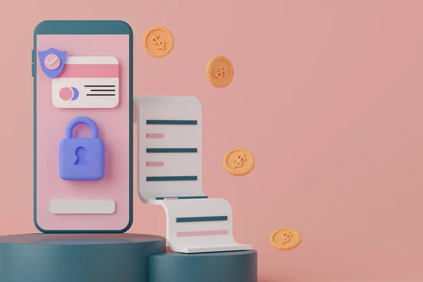 Sistema Seguridad Del Concepto Renderizado Aplicación Financiera Smartphone —  Fotos de Stock
