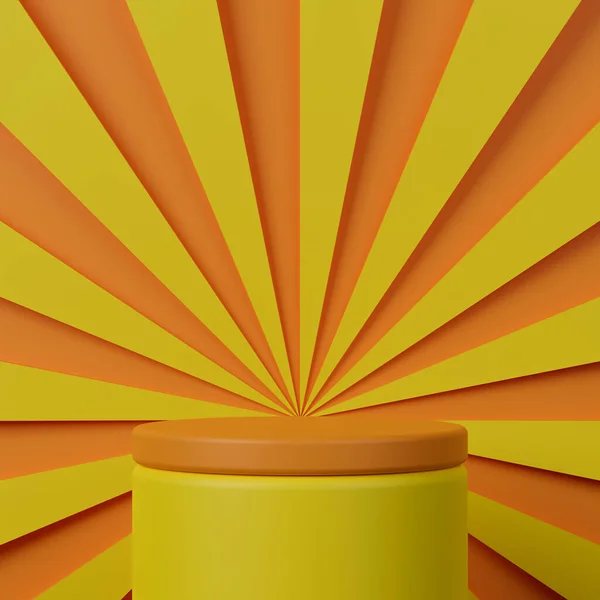Cilindro Representación Podio Sobre Fondo Abstracto Naranja Amarillo — Foto de Stock