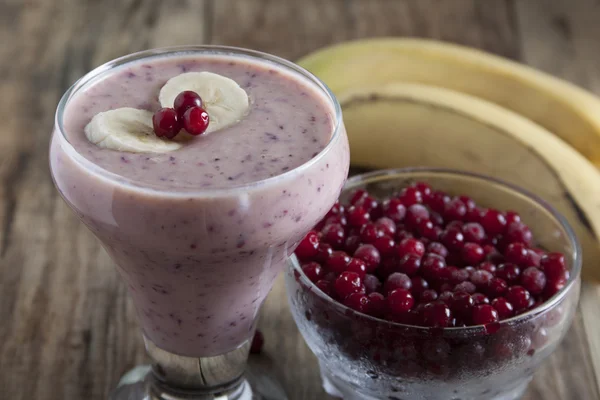 Smoothie of banana and frozen cranberries  .