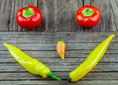 Çeşitli taze ve ateşli kırmızı biberler.